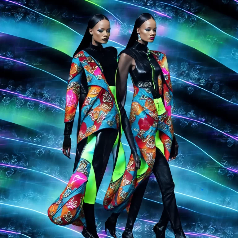 Futuristic Fashion Illustration: Avant-Garde Outfits in Urban Setting