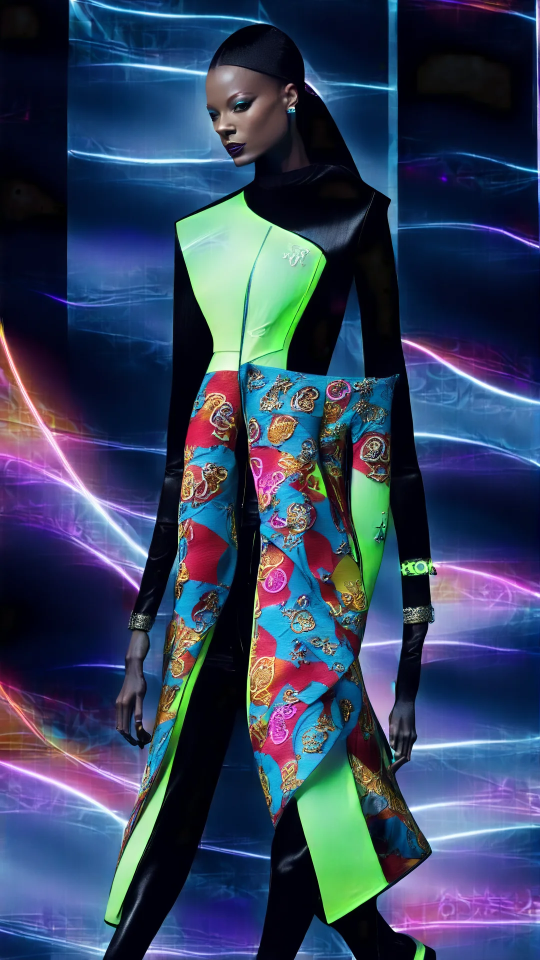 Futuristic Fashion Illustration: Avant-Garde Outfits in Urban Setting