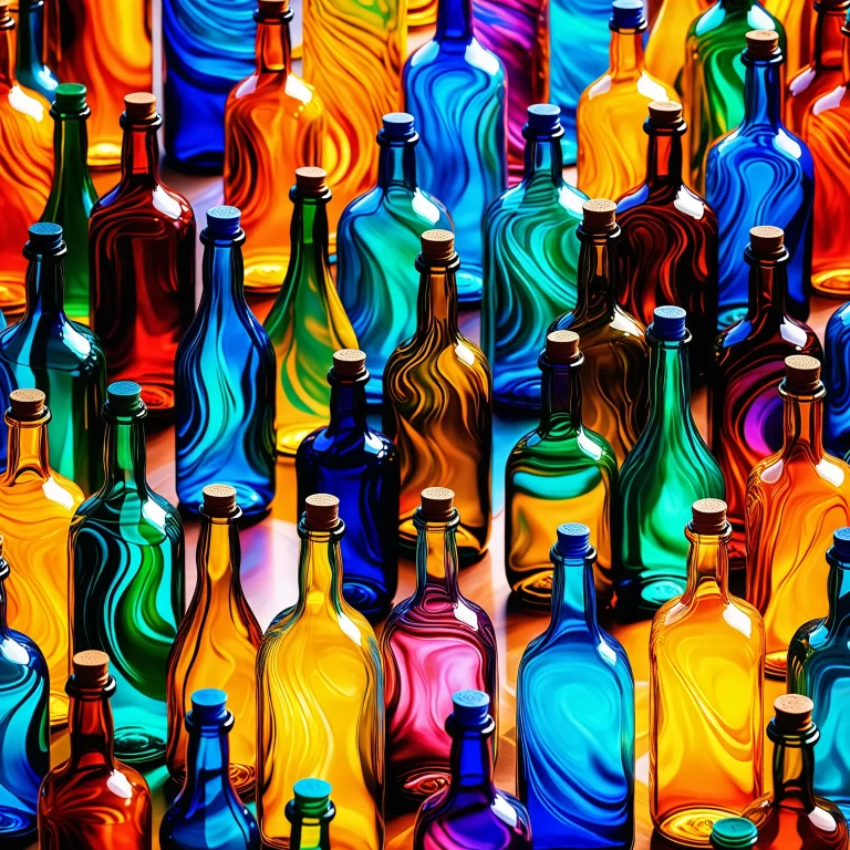 Vibrant Glass Bottles: A Mesmerizing Play of Light and Color