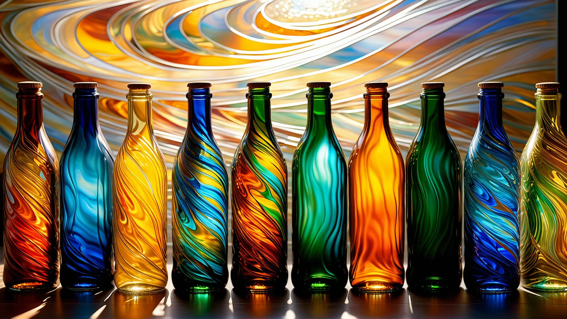 Vibrant Glass Bottles: A Mesmerizing Play of Light and Color