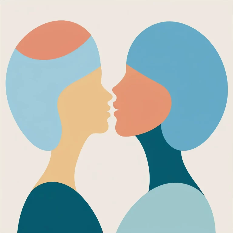 Minimalist Abstract Figures Kissing: Elegant Modern Artwork in 4K