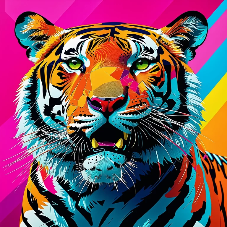 Vibrant Pop Art Tiger: Bold Colors and Dynamic Patterns