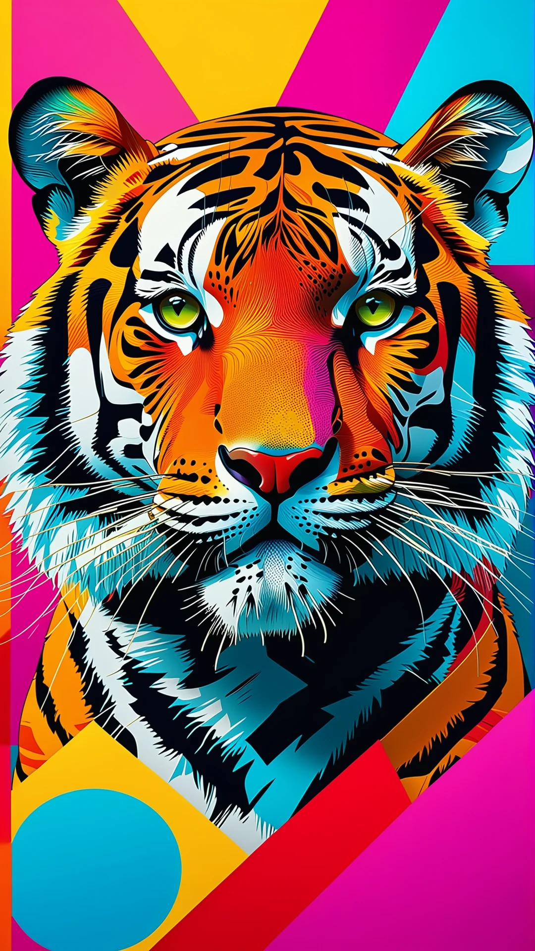 Vibrant Pop Art Tiger: Bold Colors and Dynamic Patterns