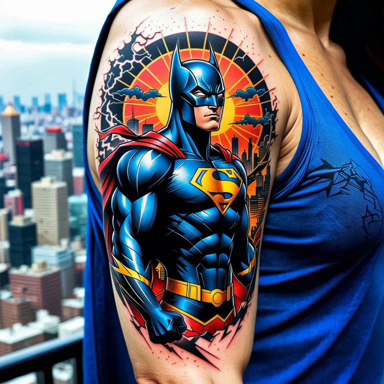 Vivid Superhero Tattoo Design: Bold, Intricate, and Dynamic Art