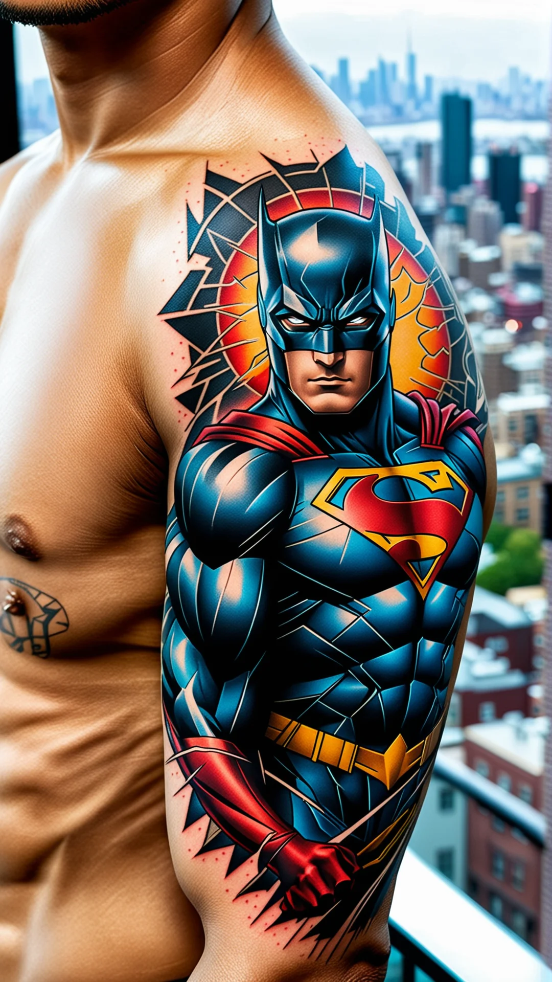 Vivid Superhero Tattoo Design: Bold, Intricate, and Dynamic Art