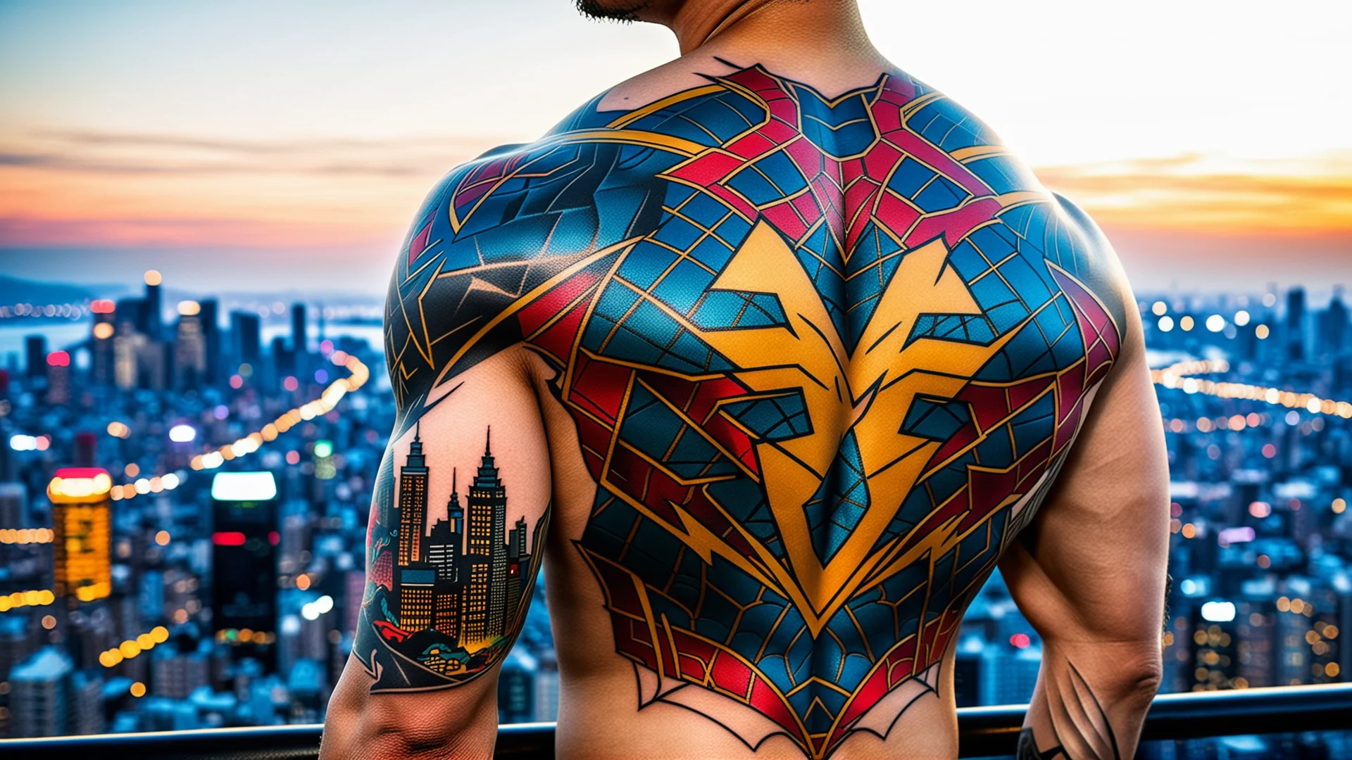 Vivid Superhero Tattoo Design: Bold, Intricate, and Dynamic Art