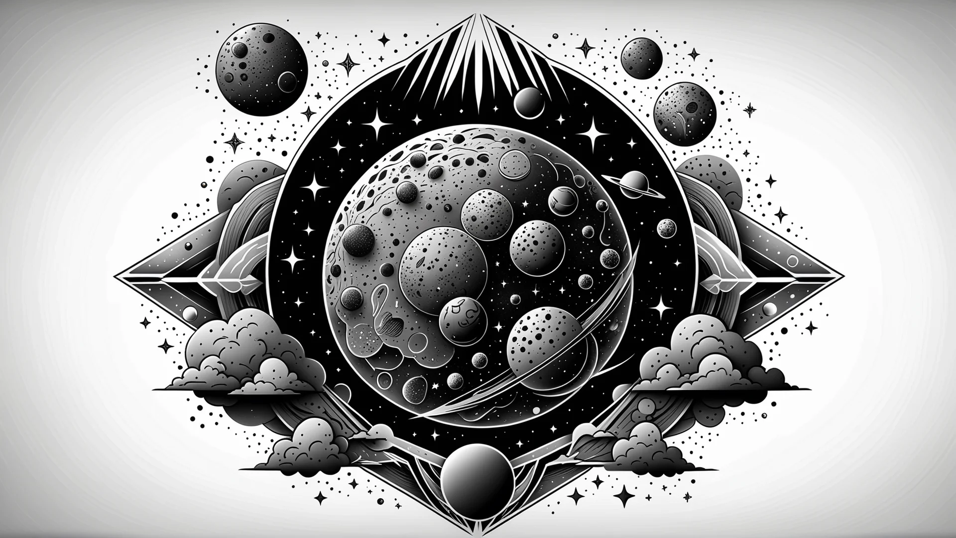 Intricate Asteroid Tattoo Design with Cosmic Elements in 4K Detail