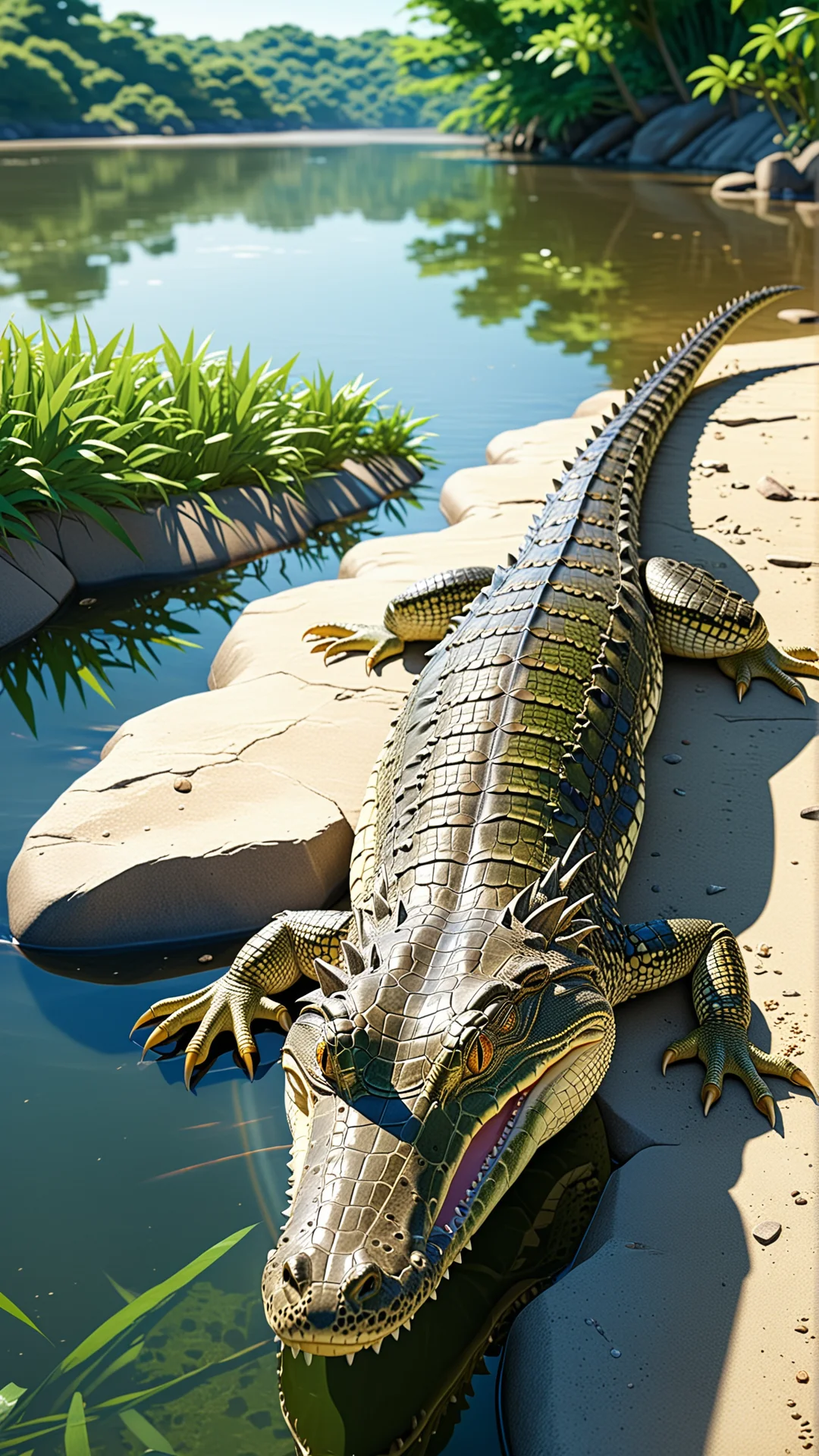 Enchanting Anime Art of Crocodylus Niloticus by Makoto Shinkai