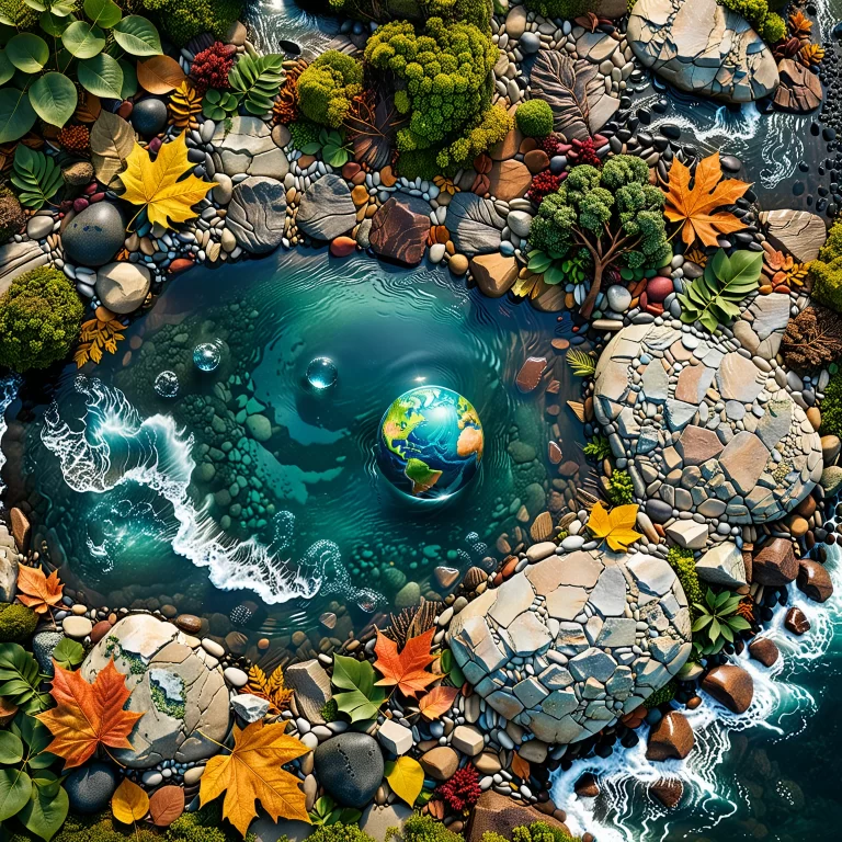 Vibrant Nature Collage: The Artistic Creation of Planet Earth