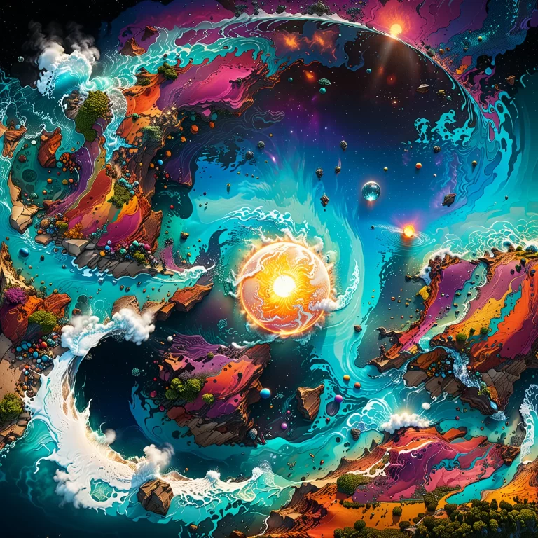 Vibrant Planet Creation: A Surreal 8K Digital Artwork Journey