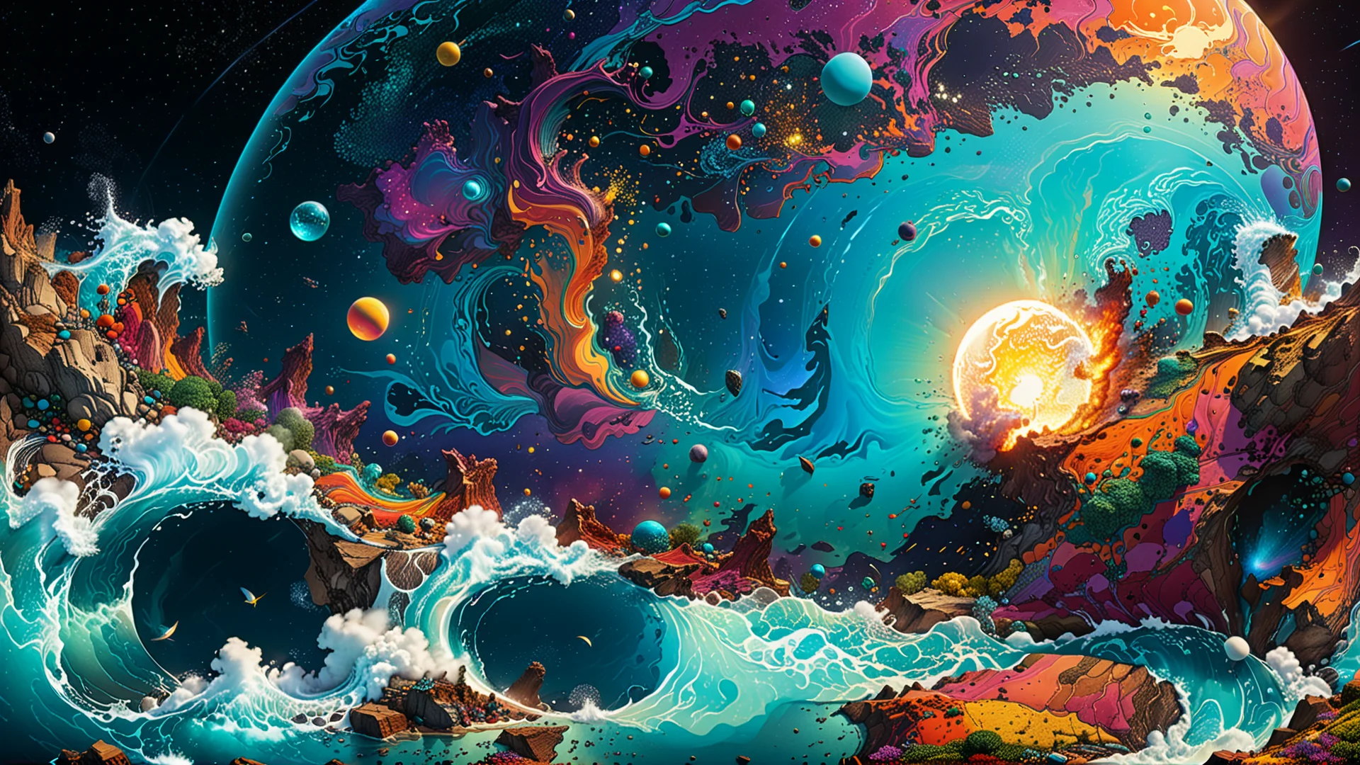 Vibrant Planet Creation: A Surreal 8K Digital Artwork Journey