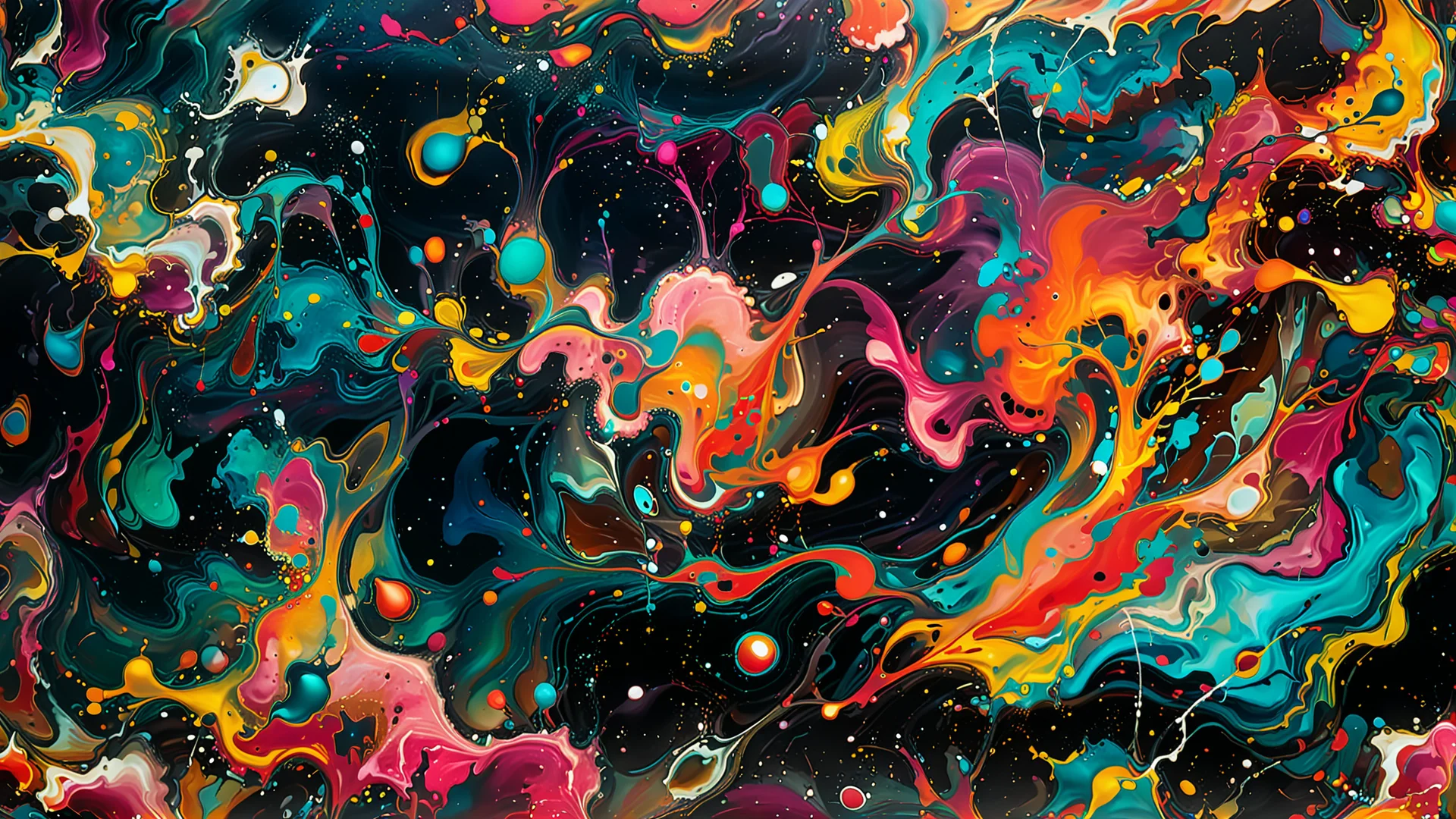 Vibrant Abstract Art: Chaotic Planet Creation Inspired by Pollock & Rothko