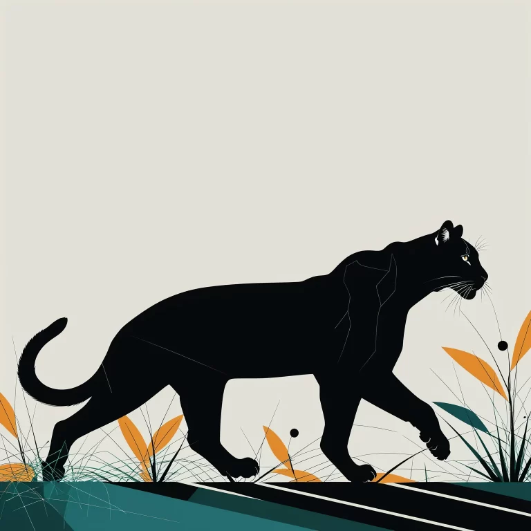 Sleek Black Cougar Vector Art in Dynamic Motion and Modern Design