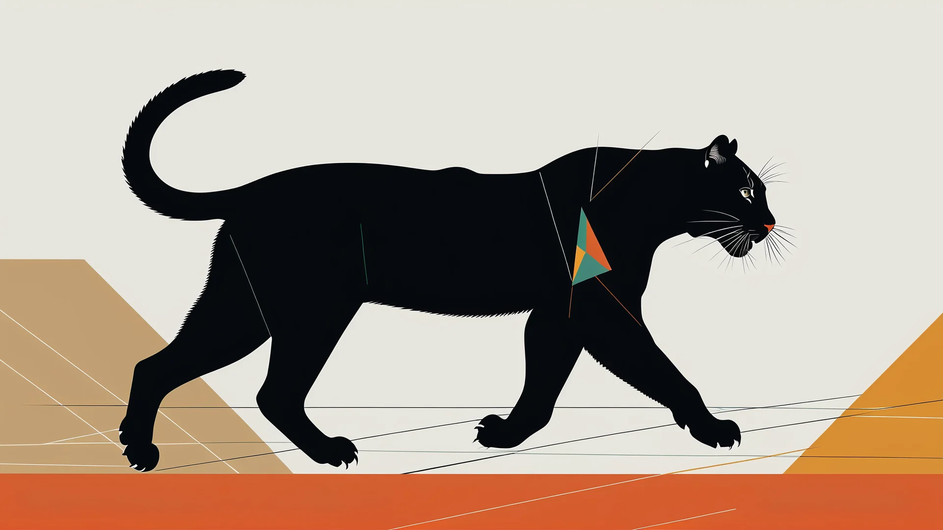 Sleek Black Cougar Vector Art in Dynamic Motion and Modern Design