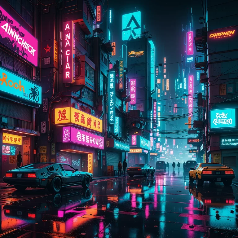 Cyberpunk Cityscape: Anarchist Uprising in Neon Lights