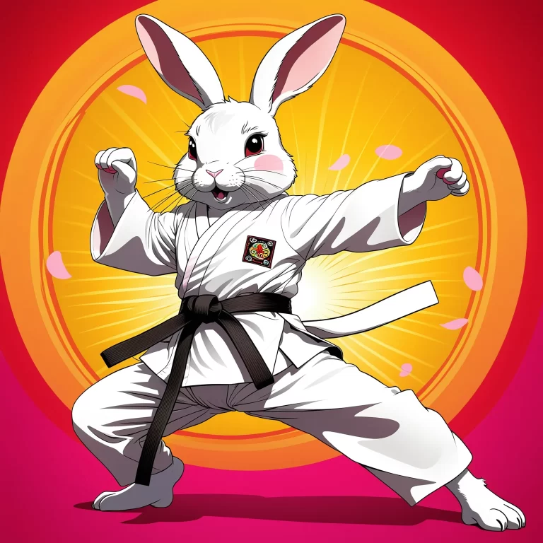 Karate Rabbit in Anime Style: Dynamic Martial Arts Illustration