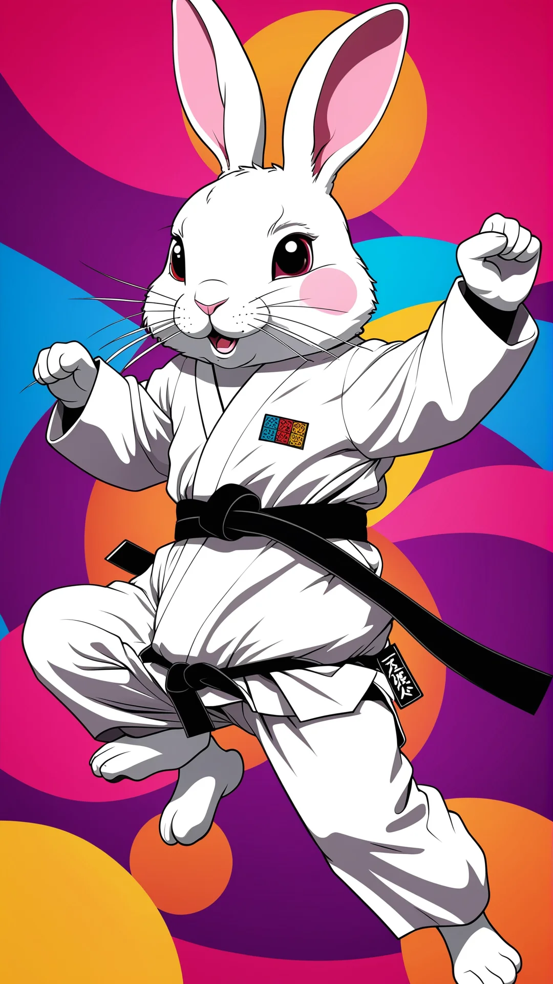 Karate Rabbit in Anime Style: Dynamic Martial Arts Illustration