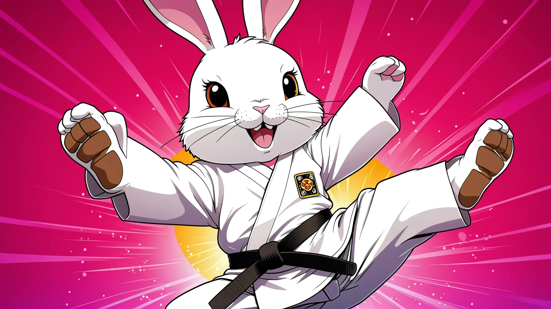 Karate Rabbit in Anime Style: Dynamic Martial Arts Illustration