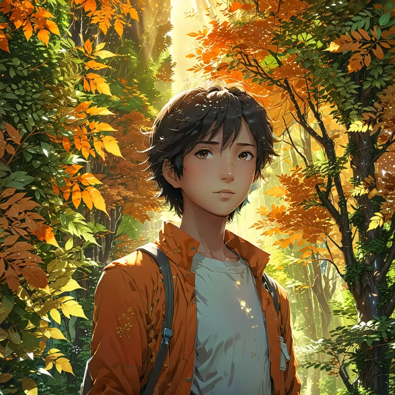 AI-Generated Anime Character in Warm, Whimsical Landscape