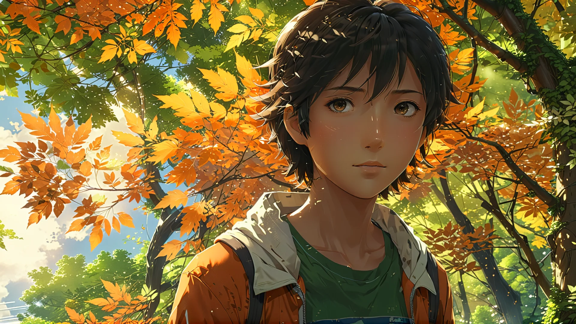 AI-Generated Anime Character in Warm, Whimsical Landscape