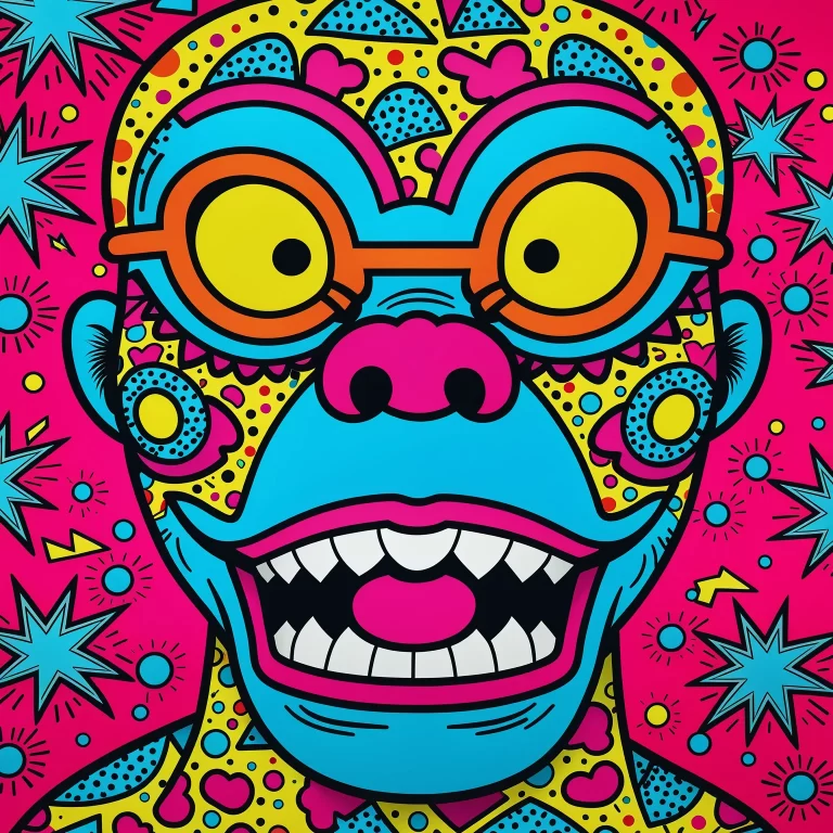 Vibrant Pop Art Monster Inspired by Haring and Warhol in 8K Resolution