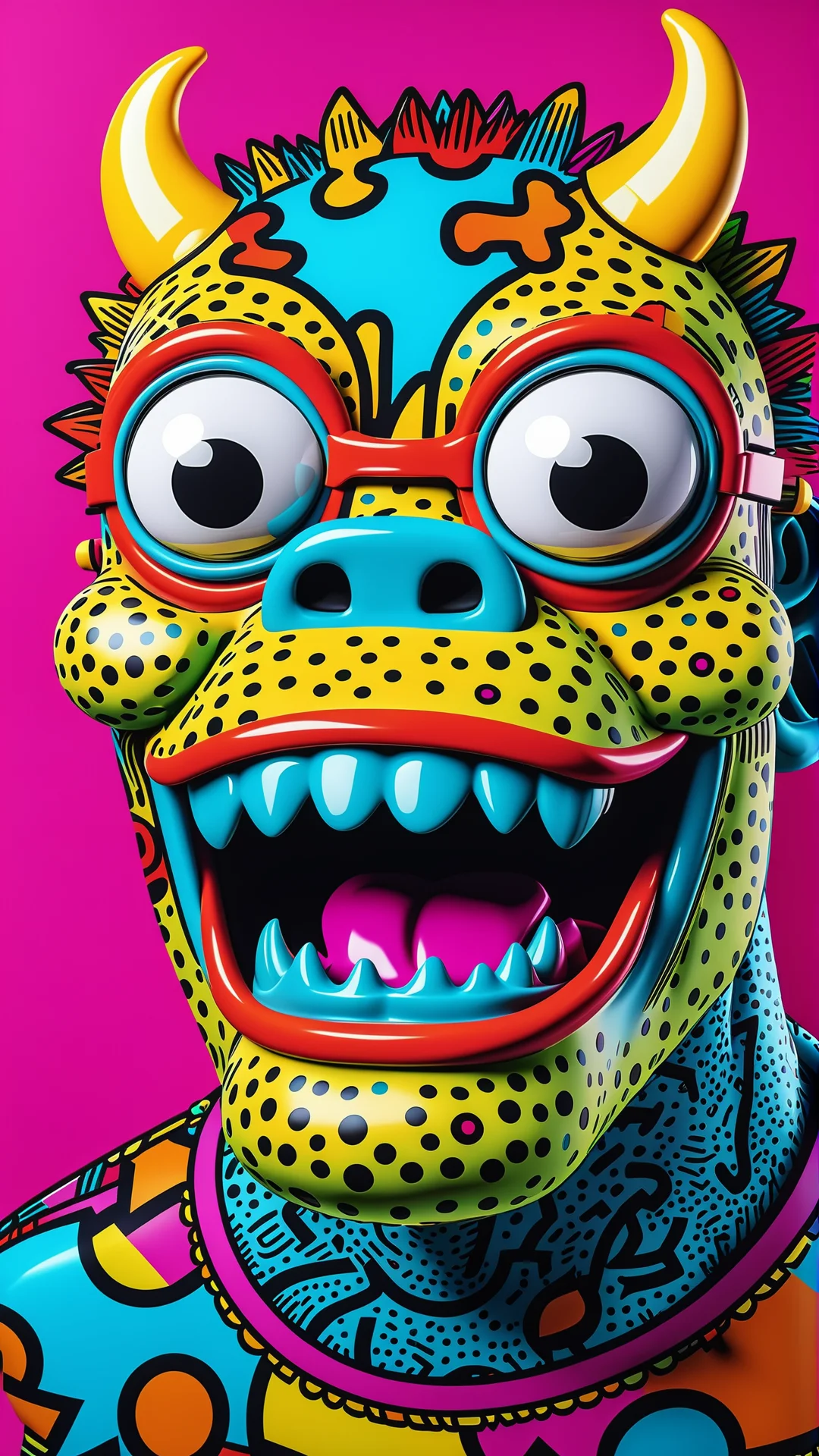 Vibrant Pop Art Monster Inspired by Haring and Warhol in 8K Resolution