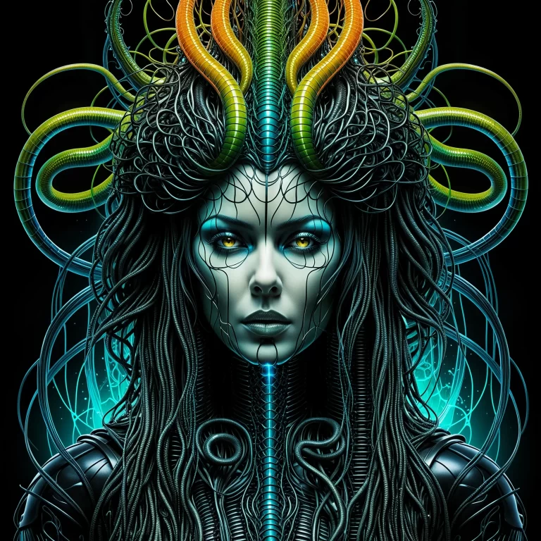 Medusa: Captivating Neural Network Art Poster for Popular Science Film