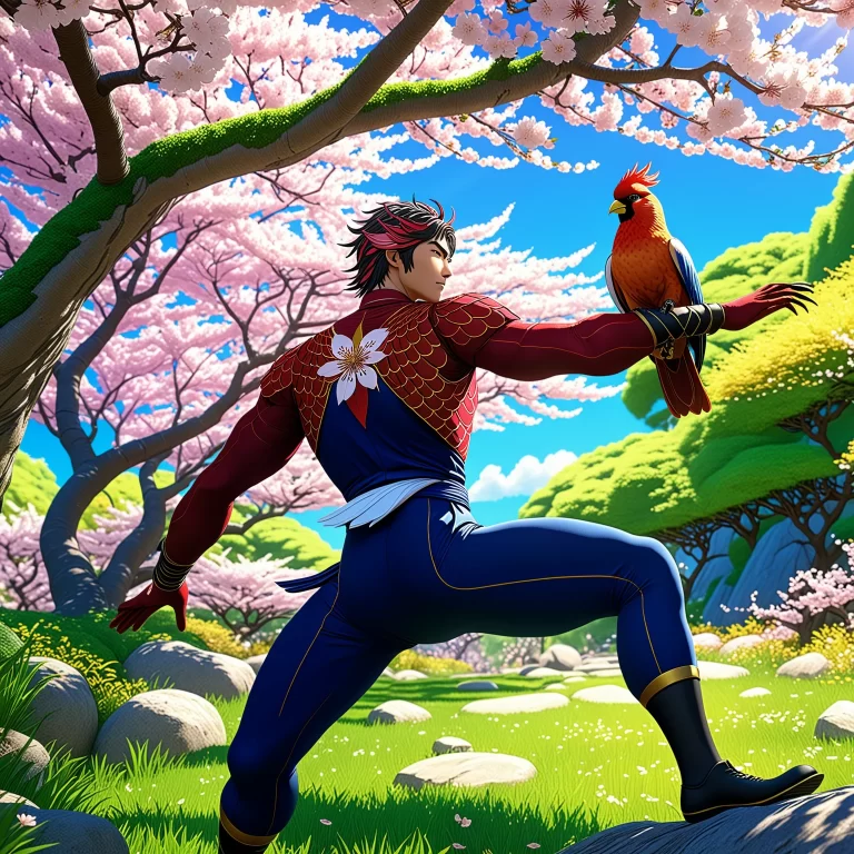 Epic Eudocimus Ruber in Vibrant Korean Anime-Inspired Art